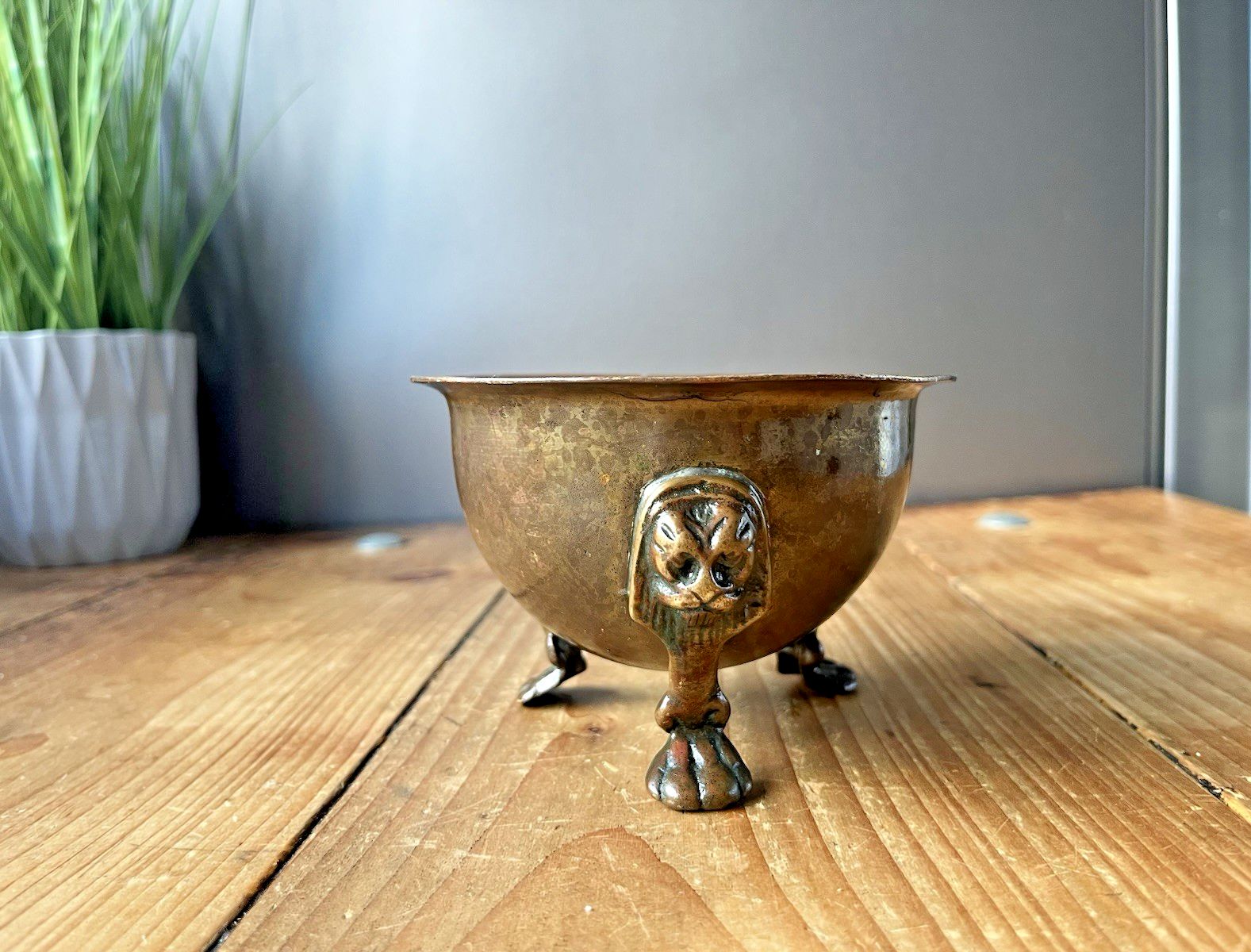 photo for sale Antique 19th C Bronze Brass Monkey Mask Lion Footed Plant Pot Planter Cachepot