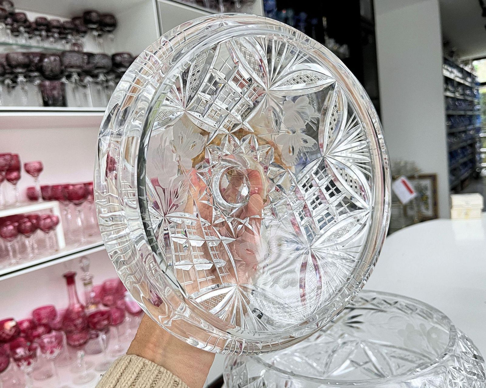 Antiek Kristallen Punchbowl | Met Deksel | Centerpiece photo Woonaccessoires