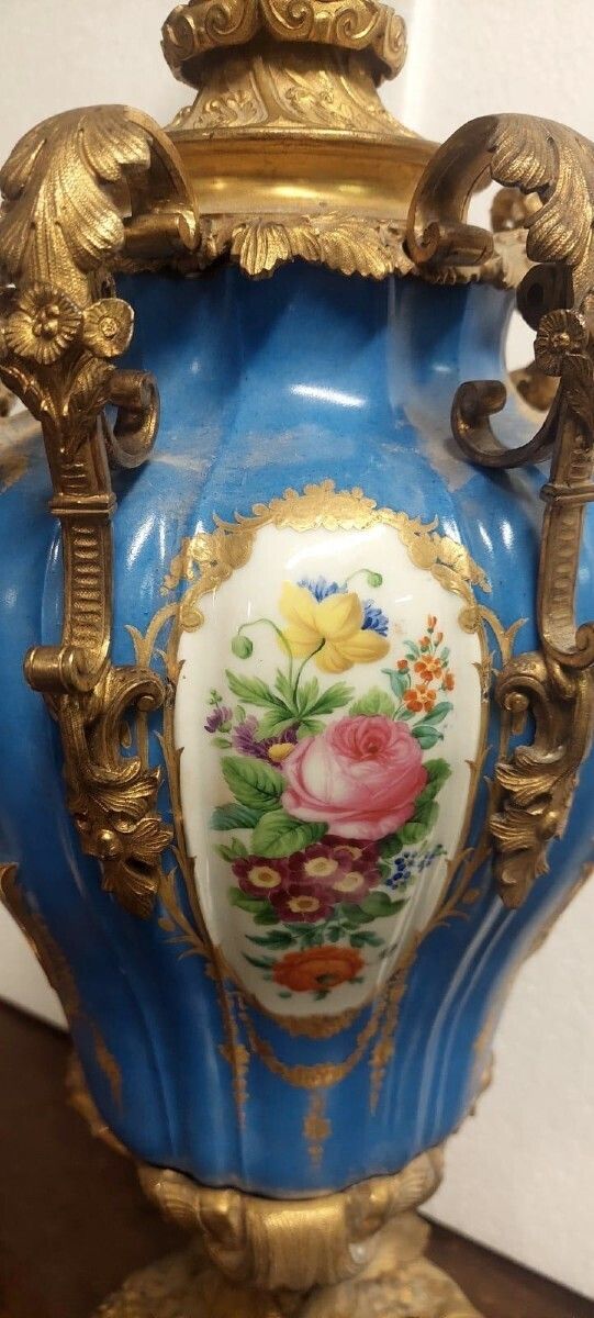 Large Mercury Lamp In Sèvres Porcelain And Gilt Bronze   France, 19th Century photo vintage