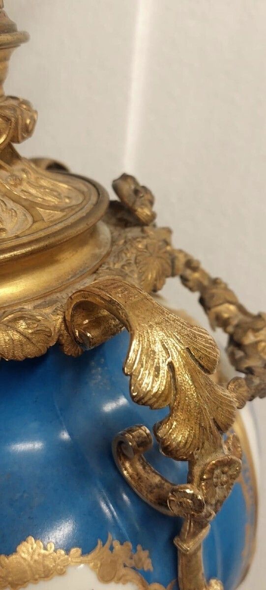 1046.0 Large Mercury Lamp In Sèvres Porcelain And Gilt Bronze   France, 19th Century photo
