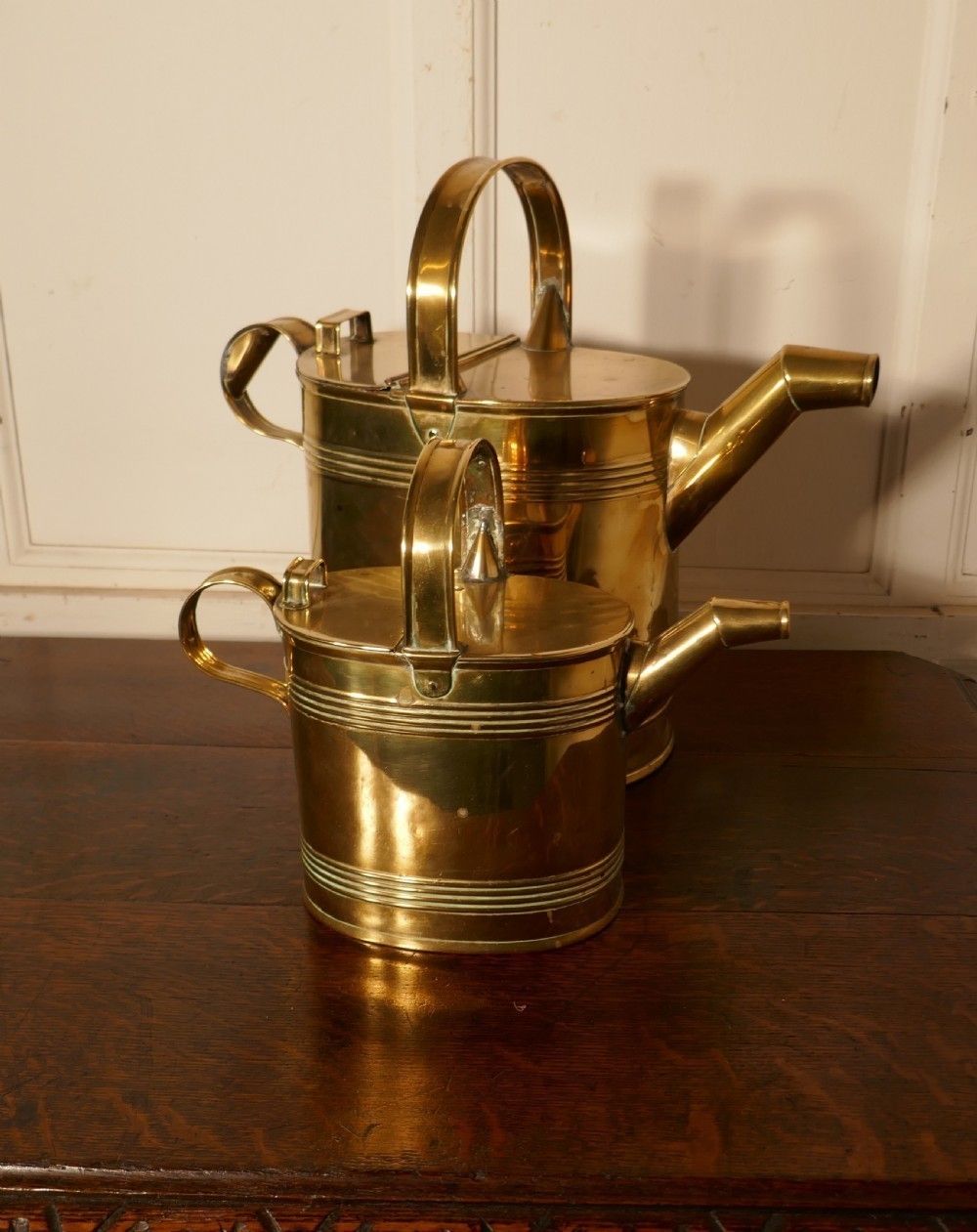Set Of 2 Victorian Brass Hot Water Jugs photo Home Decor