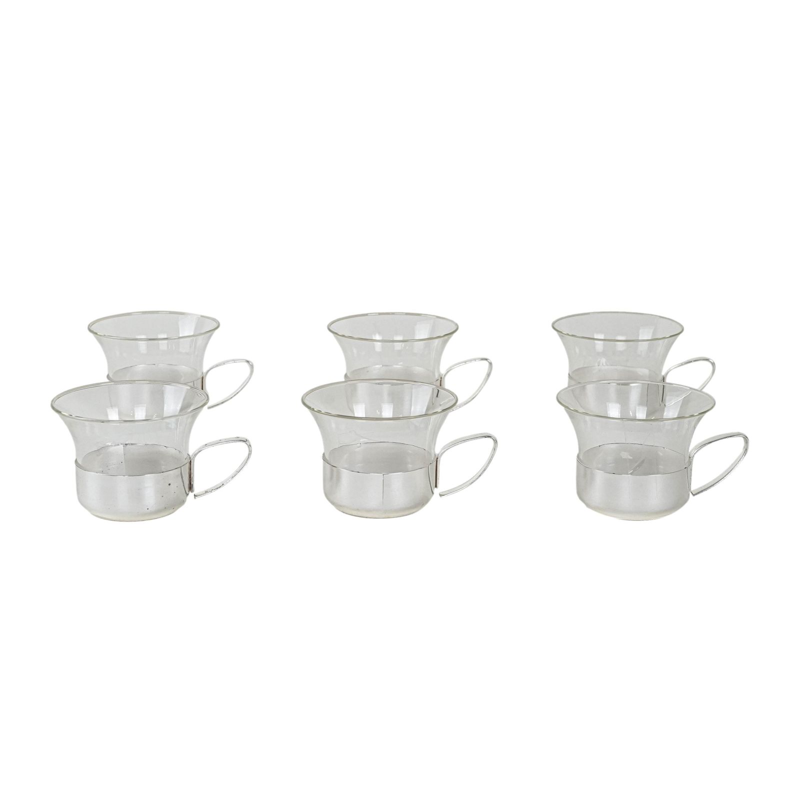 Set Of Glass Cups Italian Design 1980s Production Italy