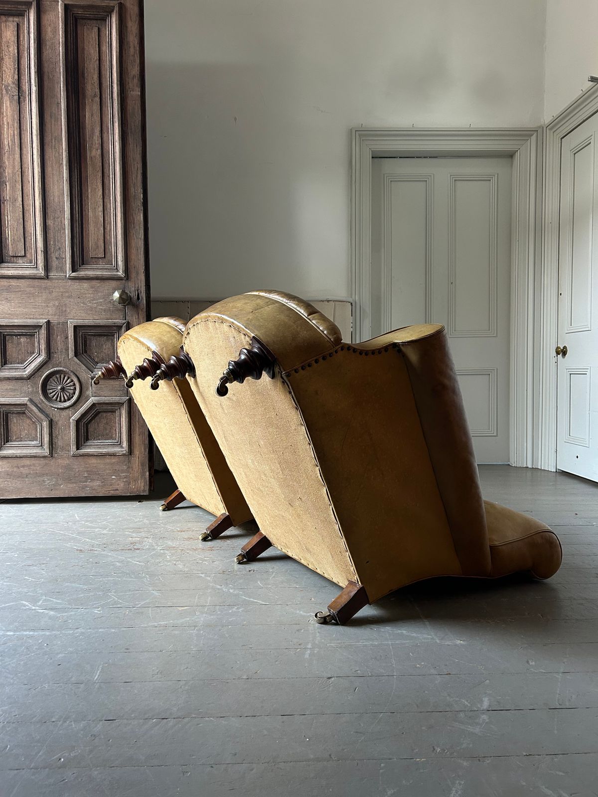 photo for sale Pair Of Very Deep Seated 19th Century English Club Chairs