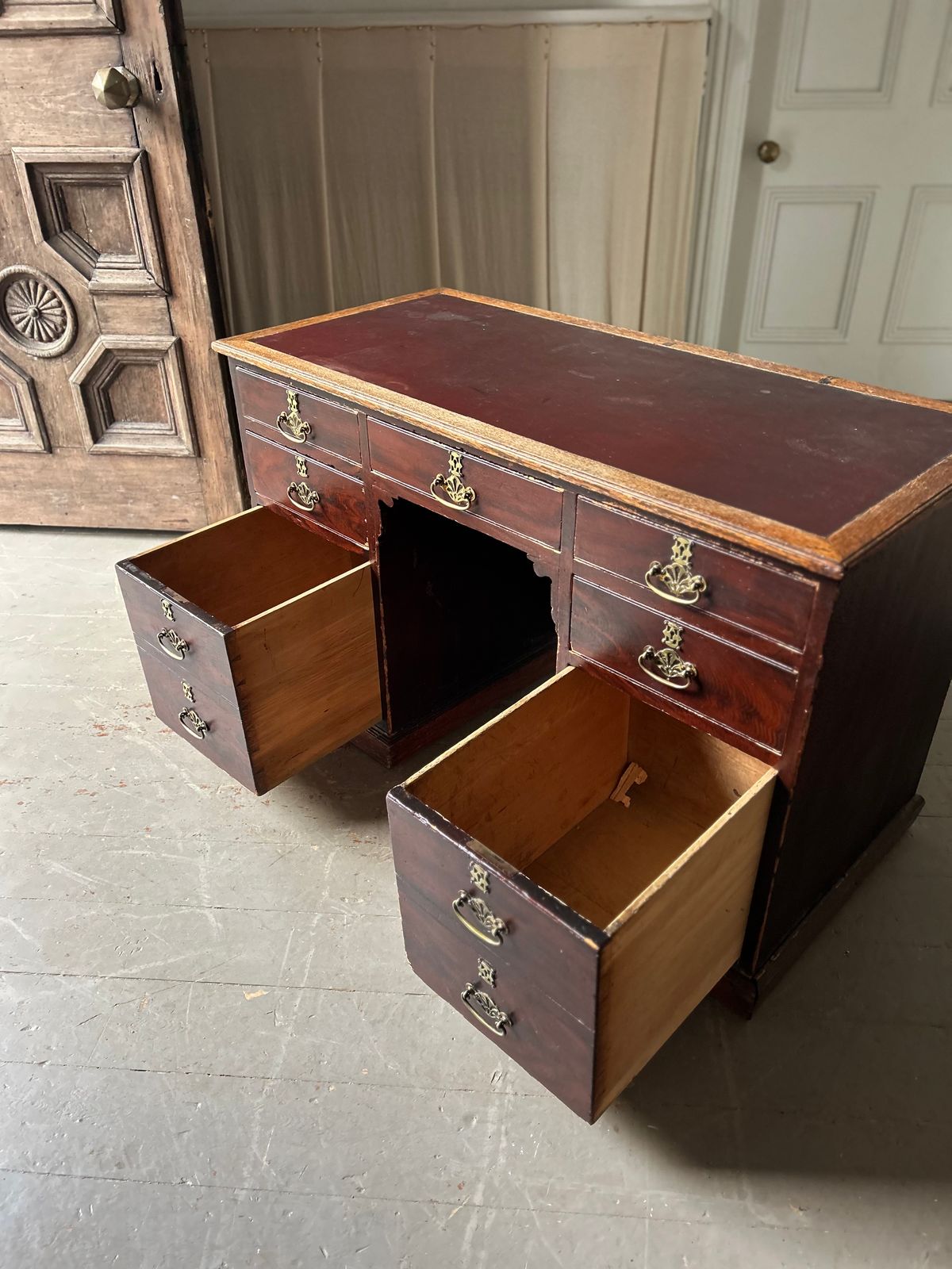 Cute 19th Century Kneehole Desk In Original Paint photo for sale