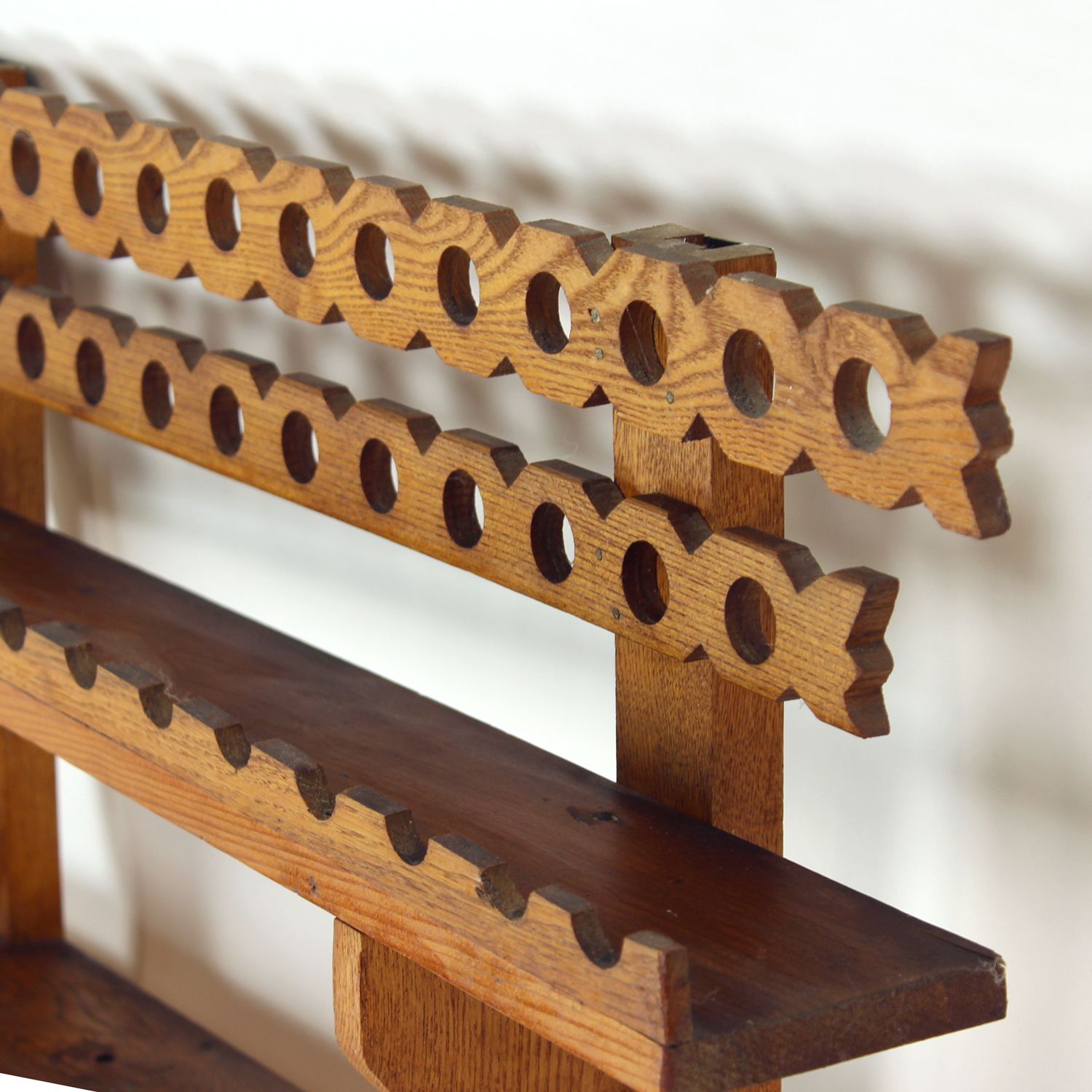 Mid Century Folk Art Wooden Wall Shelf, Czechoslovakia, 1950s photo 420.0