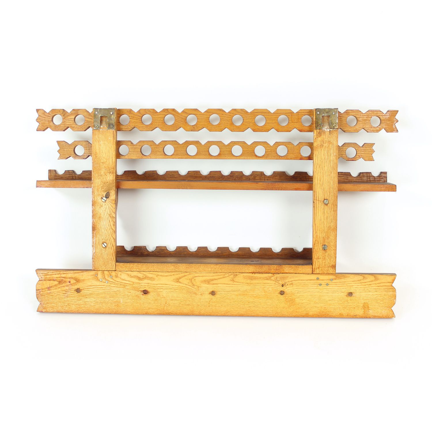 Mid Century Folk Art Wooden Wall Shelf, Czechoslovakia, 1950s photo vintage
