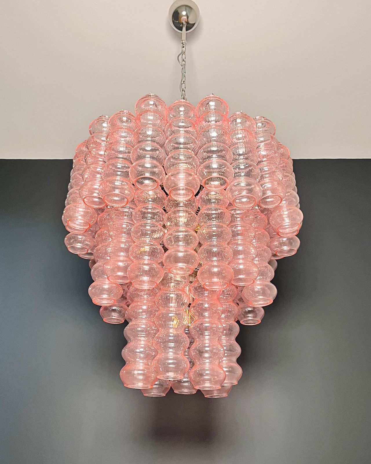 Three Tier Murano Glass Tube Chandelier   48 Pink Glasses photo vinterior