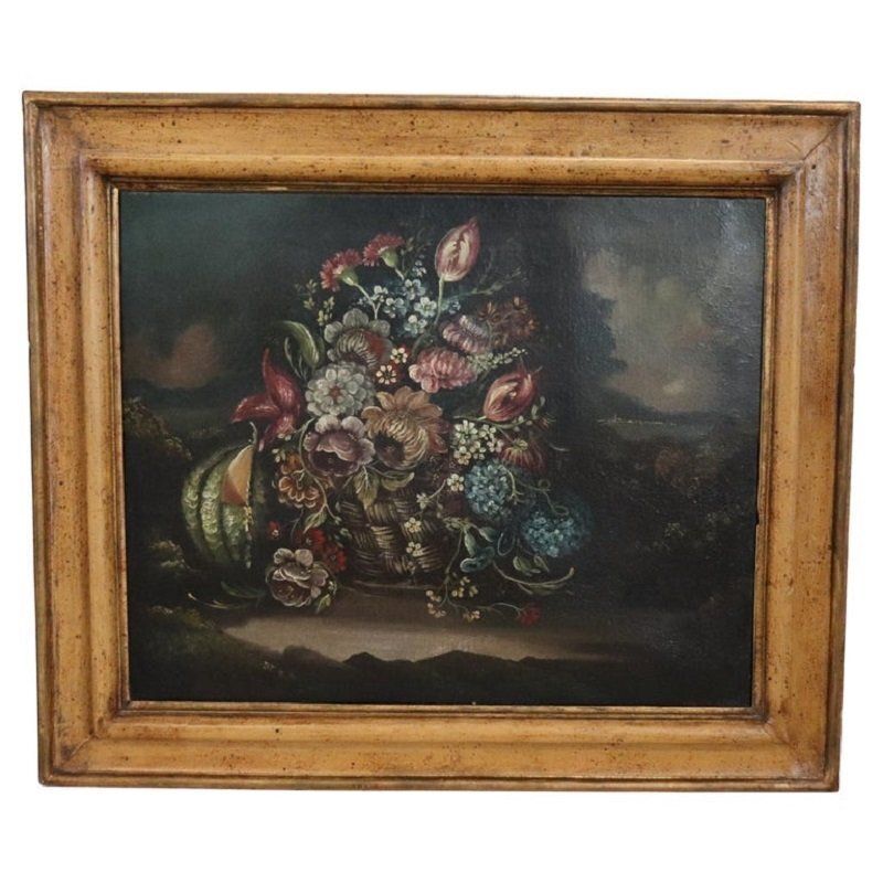 Still Life With Flowers, 1700s, Oil On Canvas, Framed