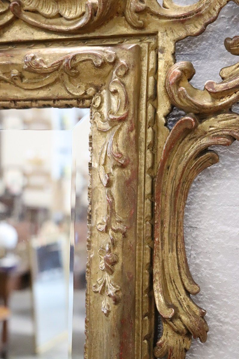 Carved And Gilded Wood Wall Mirror, Early 20th Century photo vintage