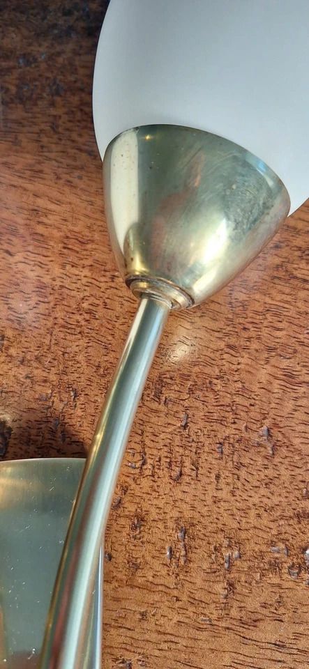 Rare Pair 1950s Mid Century Brass & Matt Opaline Asea Sweden Wall Lamps Lights photo 895.0