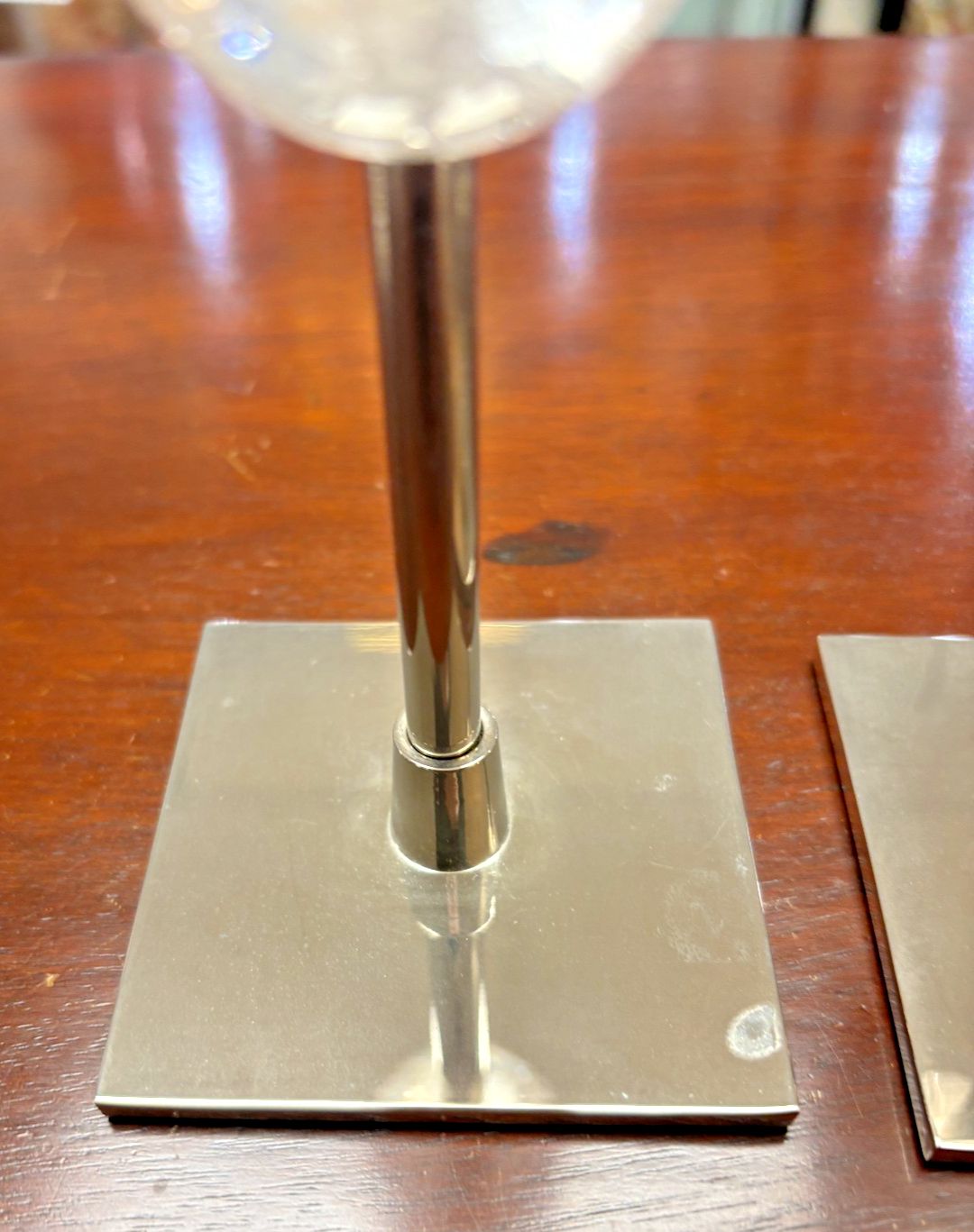 Pair Of Anna New York Chrome Metal & Clear Quartz Candlesticks As Found photo buy