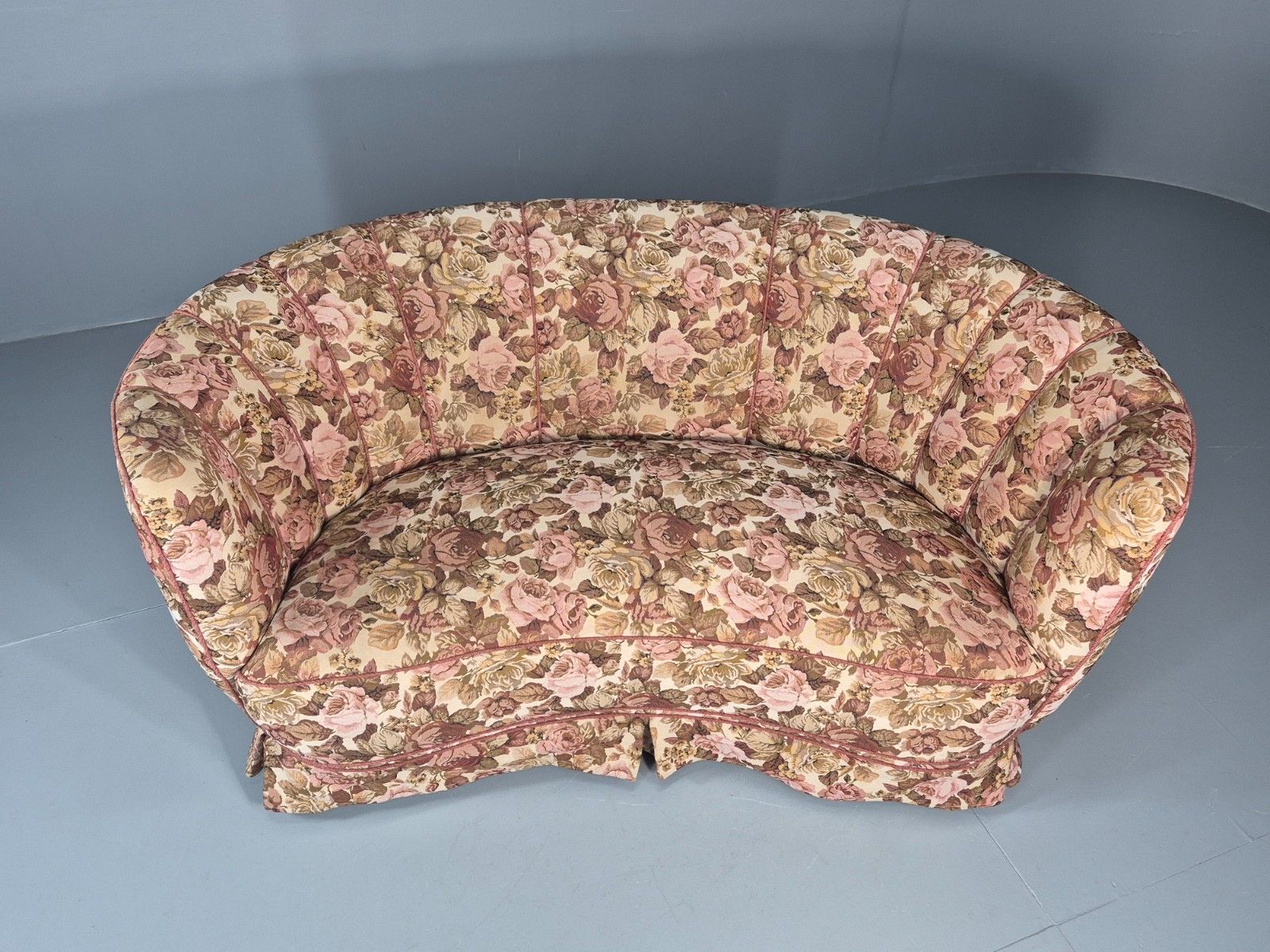 2 Seater Banana Sofa Vintage Danish Art Deco Floral Upholstery  Eb10788 V2ss photo Furniture