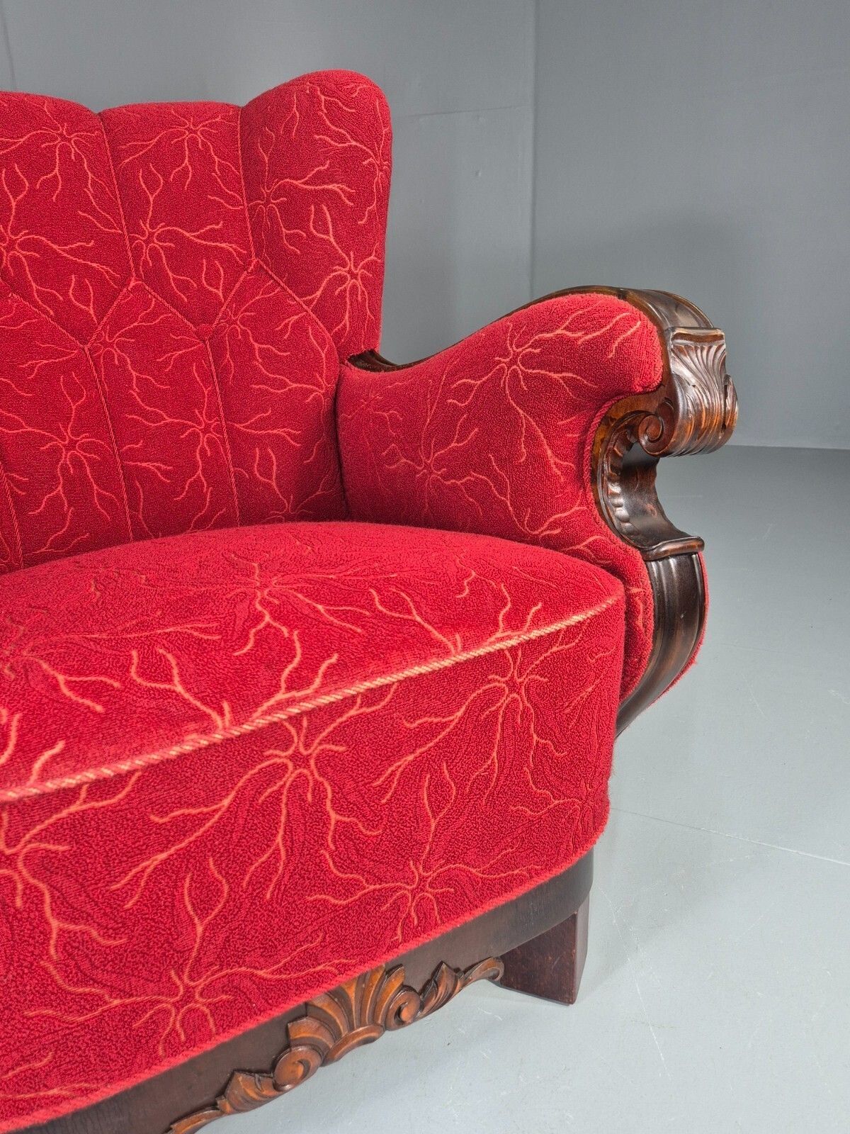 Vintage Art Deco Danish Lounge Chair Red Moquette 1930s Eb11394 Vclo photo 425.0