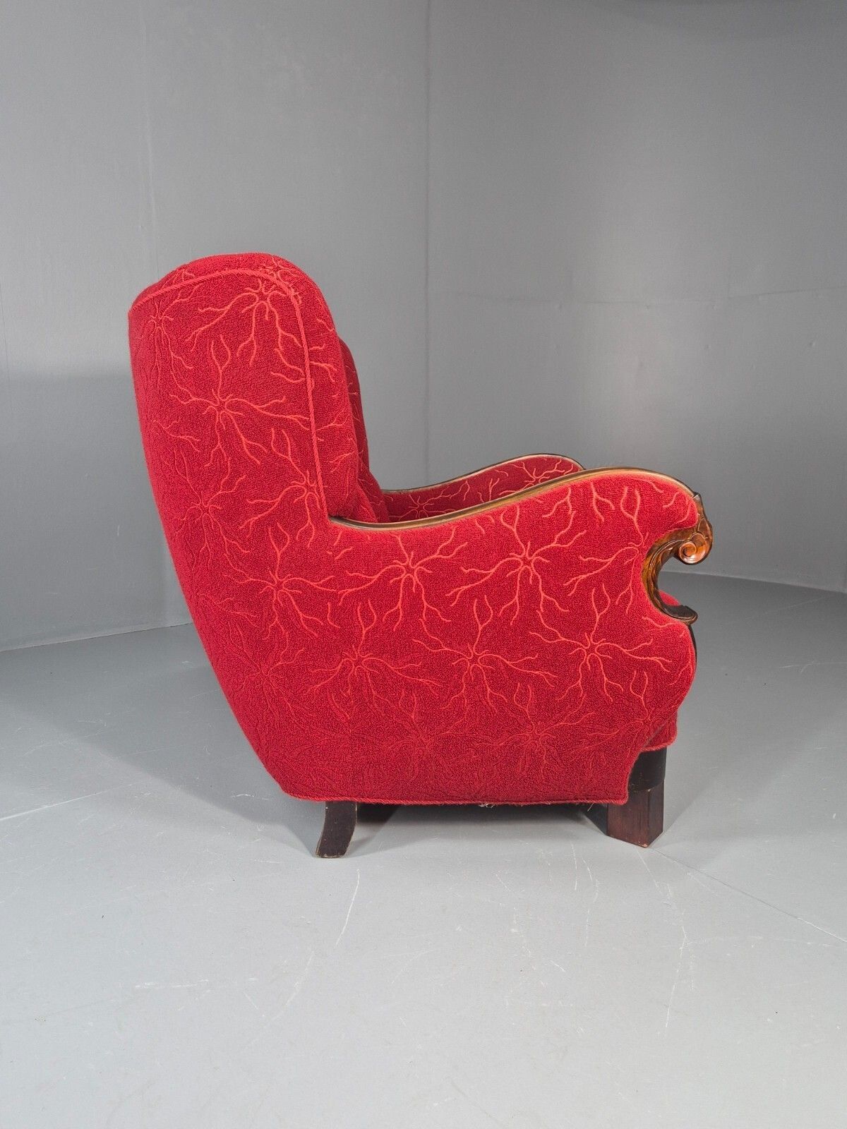Vintage Art Deco Danish Lounge Chair Red Moquette 1930s Eb11394 Vclo photo buy