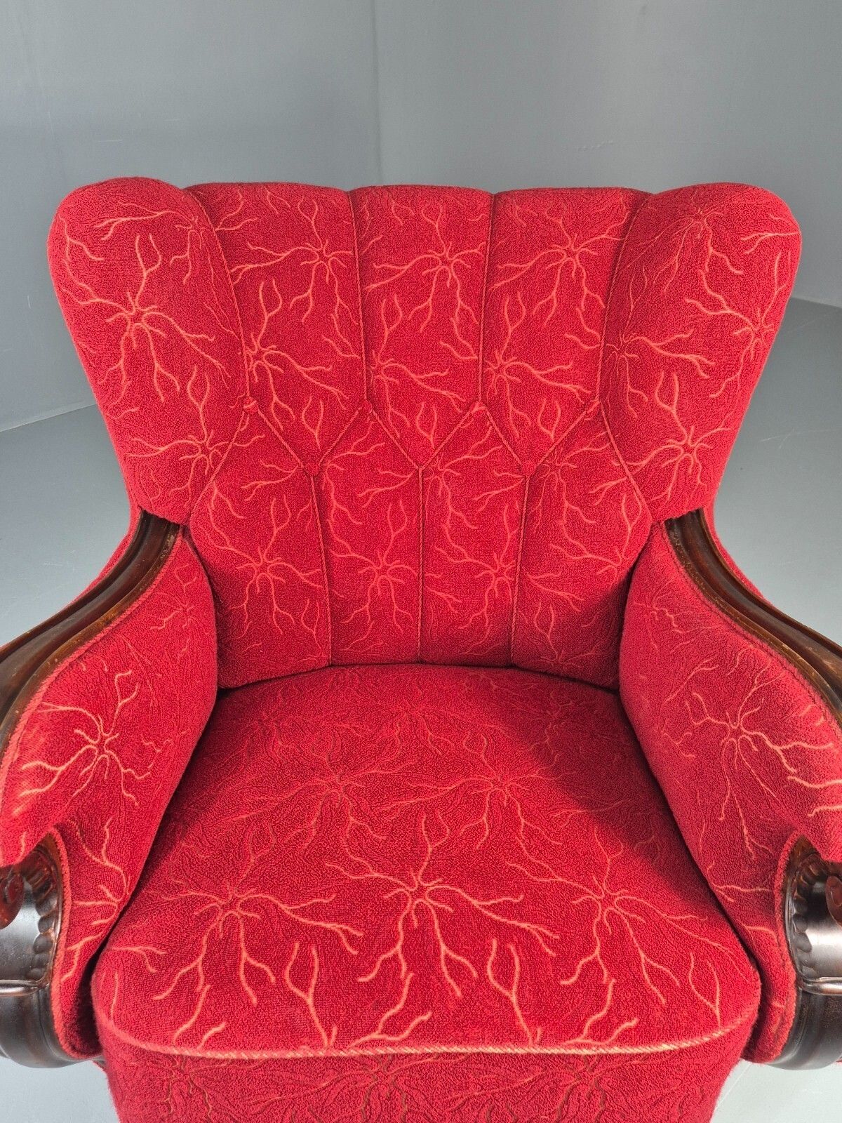 photo vintage Vintage Art Deco Danish Lounge Chair Red Moquette 1930s Eb11394 Vclo