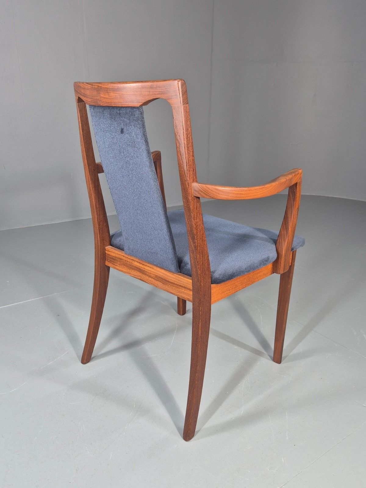 Vintage G Plan Carver Chair 1980s Retro Teak Blue Velour Eb11526 Mdin photo buy