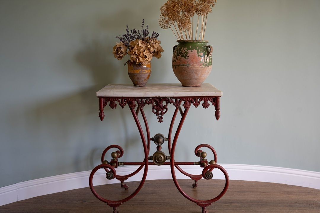 Antique Red Patisserie Table photo Garden Furniture