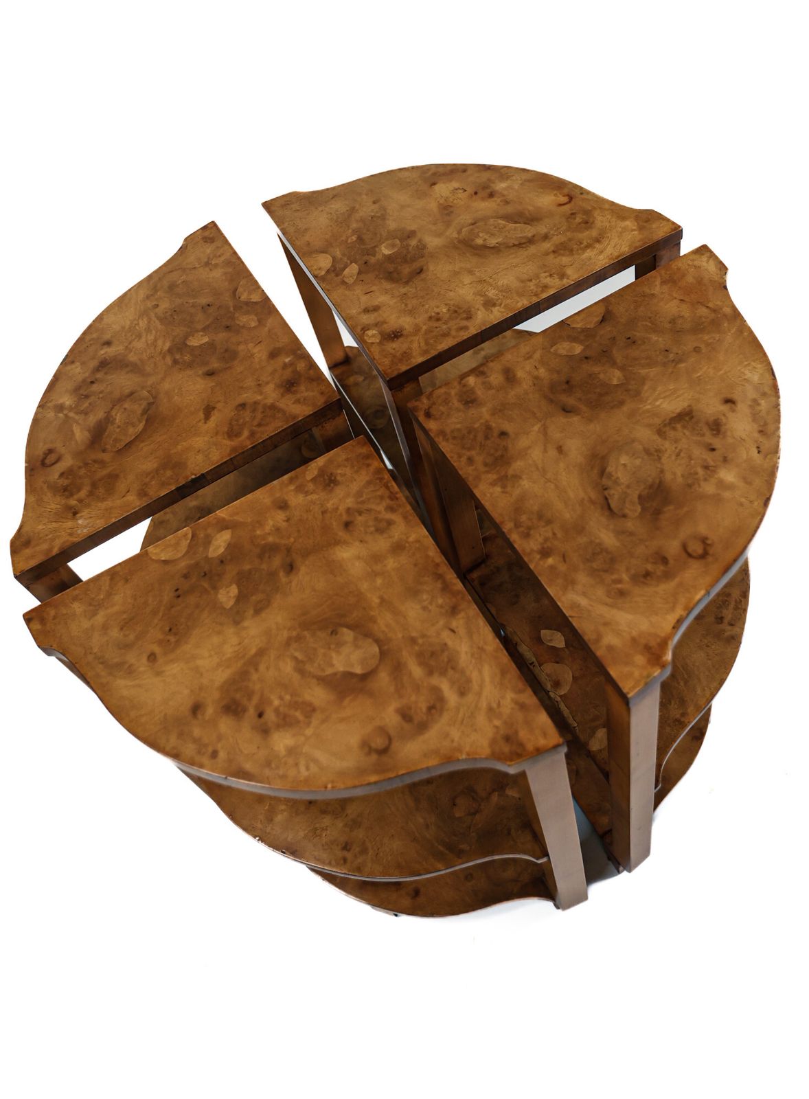 Art Deco Burr Walnut Nest Of 4 Tables 1930s photo vinterior