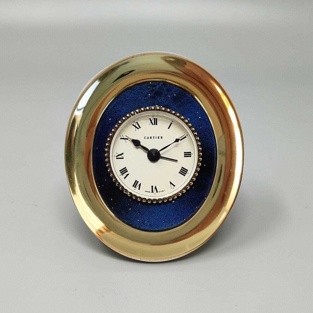 1960s Gorgeous Cartier Desk Travel Alarm Clock Pendulette. Made In Swiss photo for sale