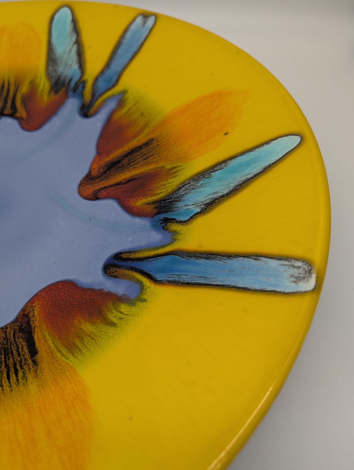 Large Poole Pottery Charger, Delphis Inspired, Late 1990s. Hand Painted And Signed photo Home Decor