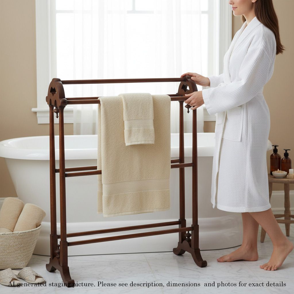 Antique 19th Century Victorian Mahogany Towel Rail Stand – Fine Quality photo for sale