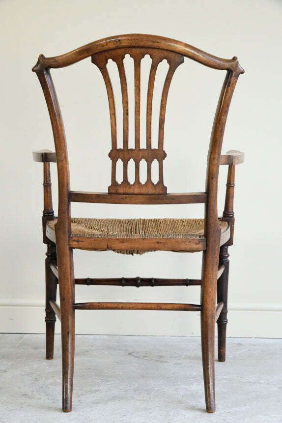 Antique Beech & Rush Arts & Crafts Style Occasional Chair photo for sale