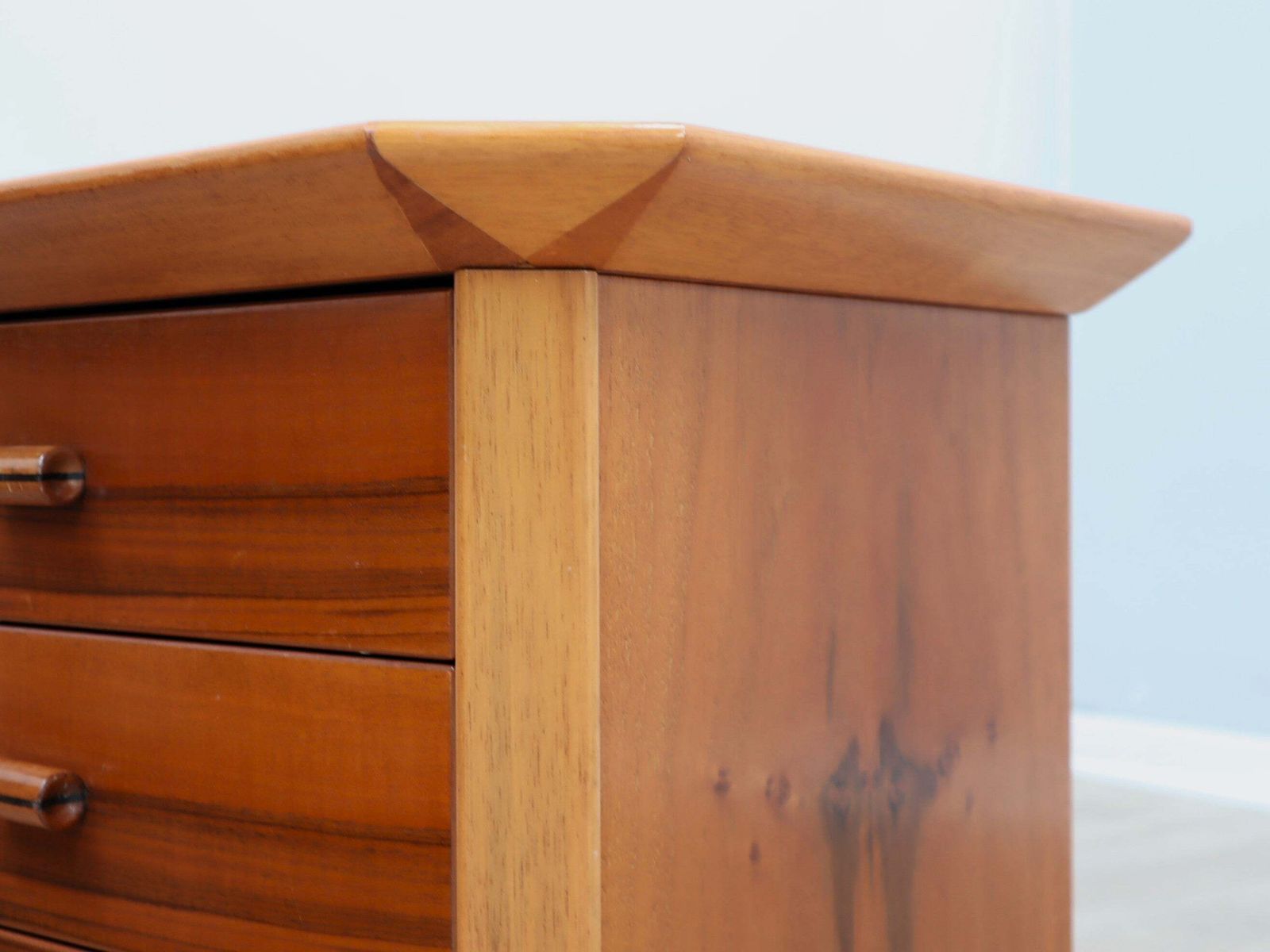 Furniture Pair Of Solit Walnut Nightstands Bedside Table Late 1970s photo