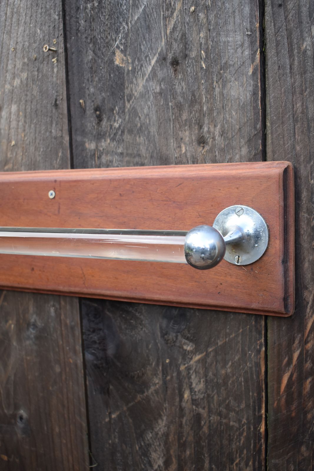 Antique 1930 Art Deco French Acanthus Glass Nickel Plated Gallery Bar Towel Rail photo for sale