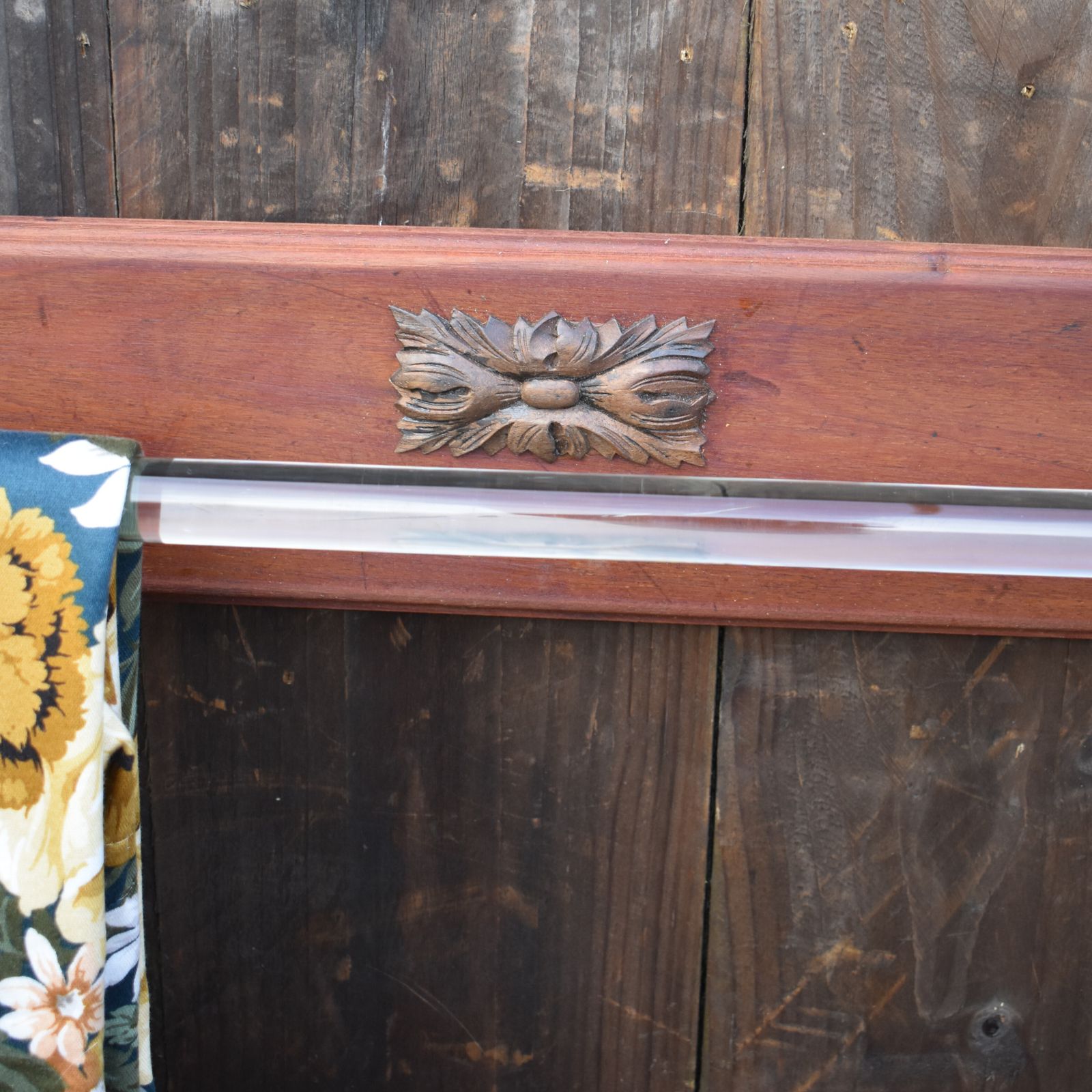 photo vinterior Antique 1930 Art Deco French Acanthus Glass Nickel Plated Gallery Bar Towel Rail