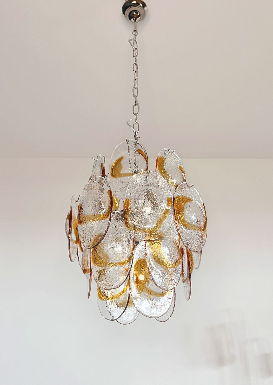 photo furniture Vintage Italian Murano Chandelier   24 Clear And Amber
