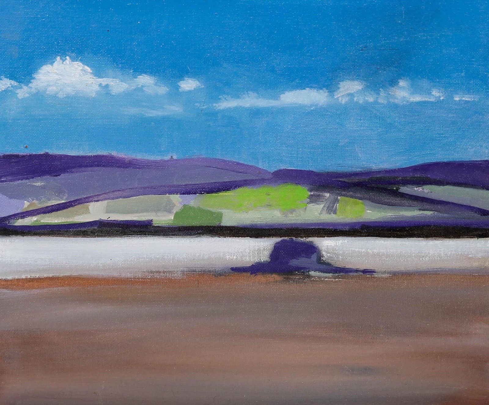 Richard J.S. Young Contemporary Oil, The Severn Esturary photo furniture