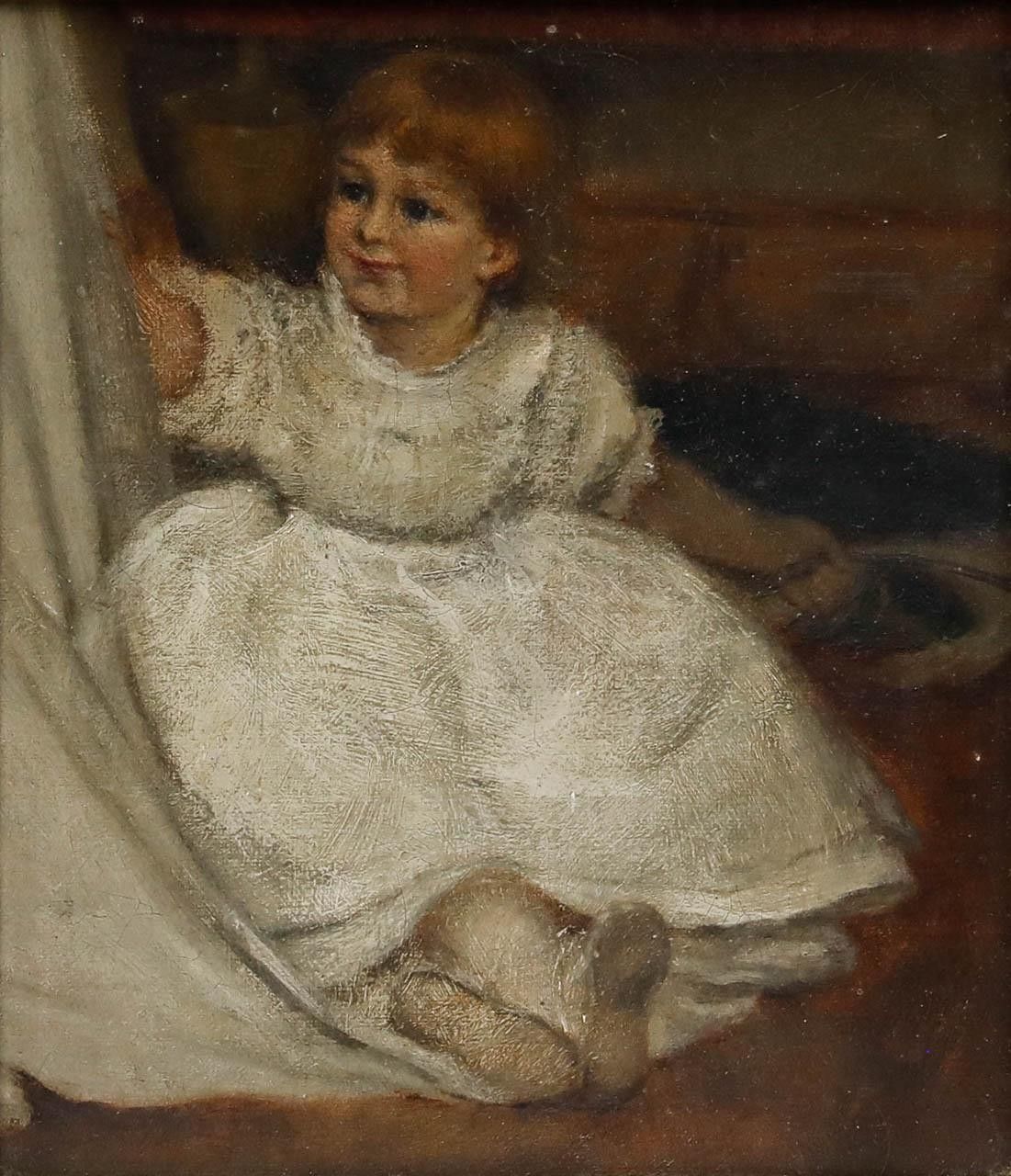 Edward Killingworth Johnson Rws (1825 1896) Oil, Christening Gown photo furniture