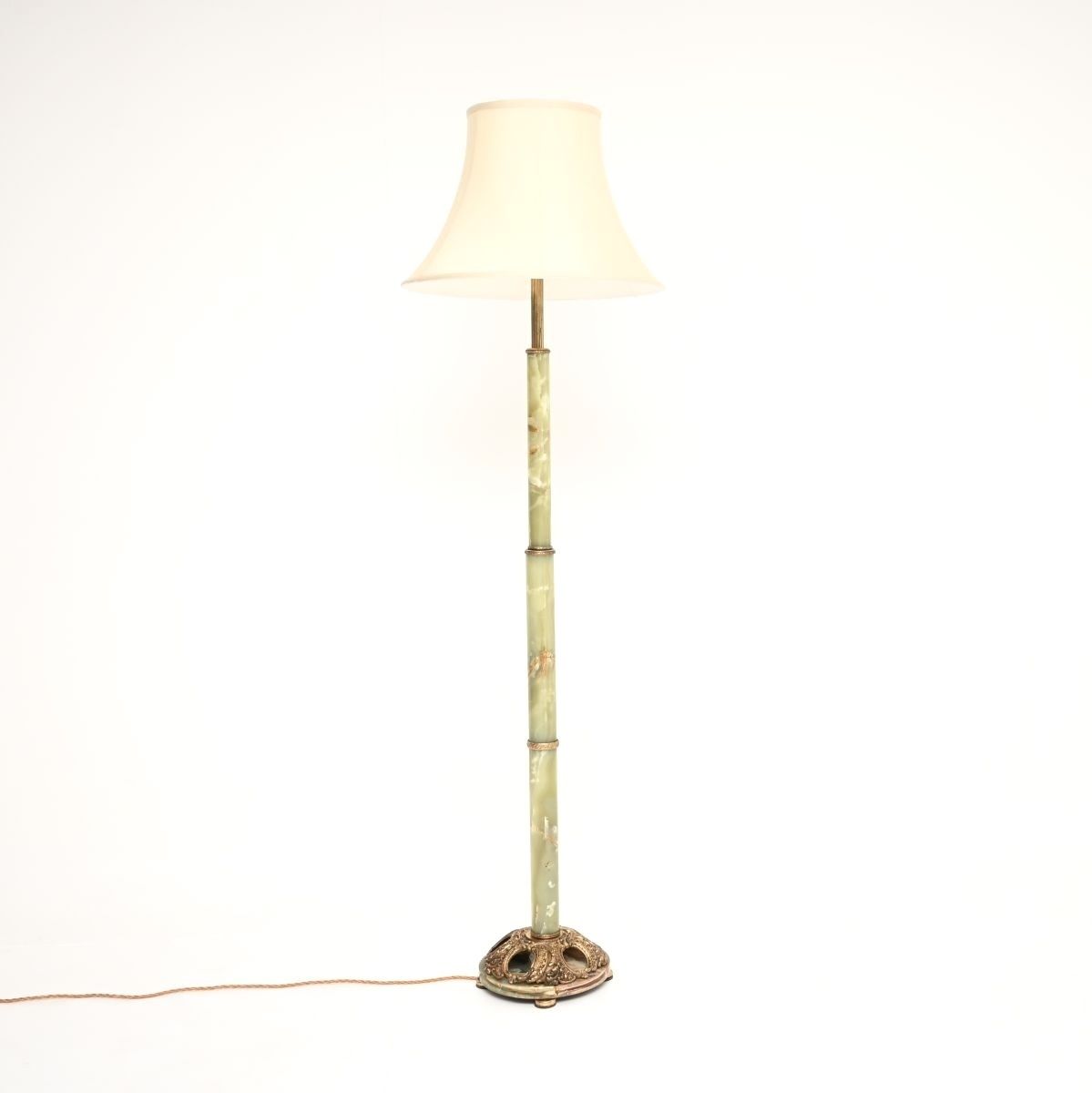 Antique Onyx Marble And Gilt Metal Floor Lamp