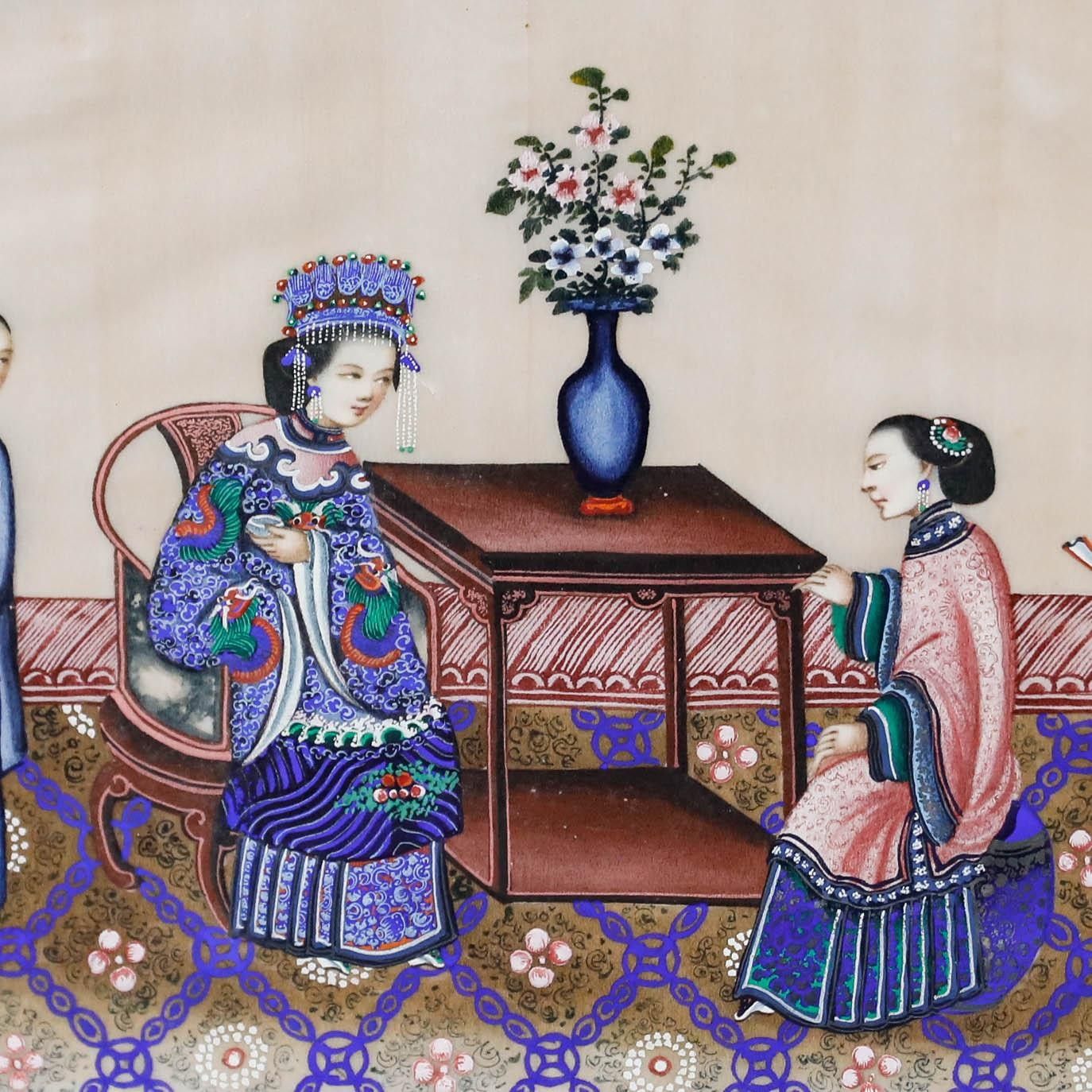 Chinese School 19th Century Gouache Tea For The Lady photo Art