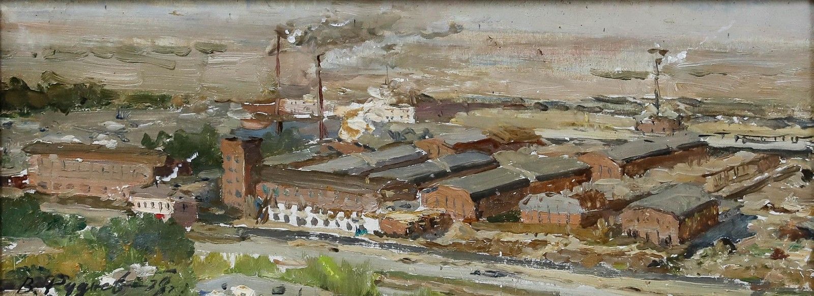 Vasily Filipovich Rudnev (1928 2018) 1959 Oil, Industrial City photo furniture