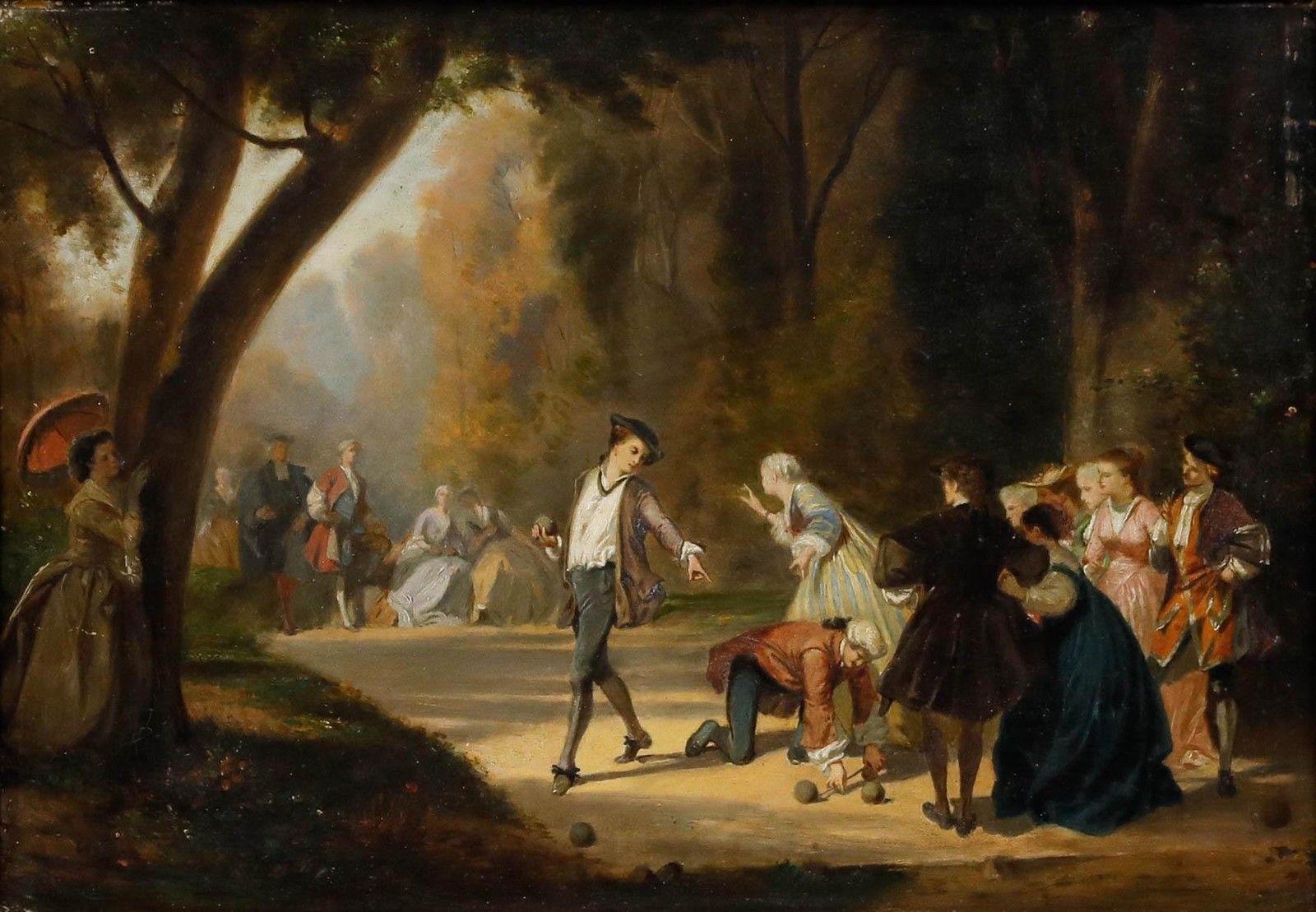 19th Century Oil A Game Of Boules photo furniture