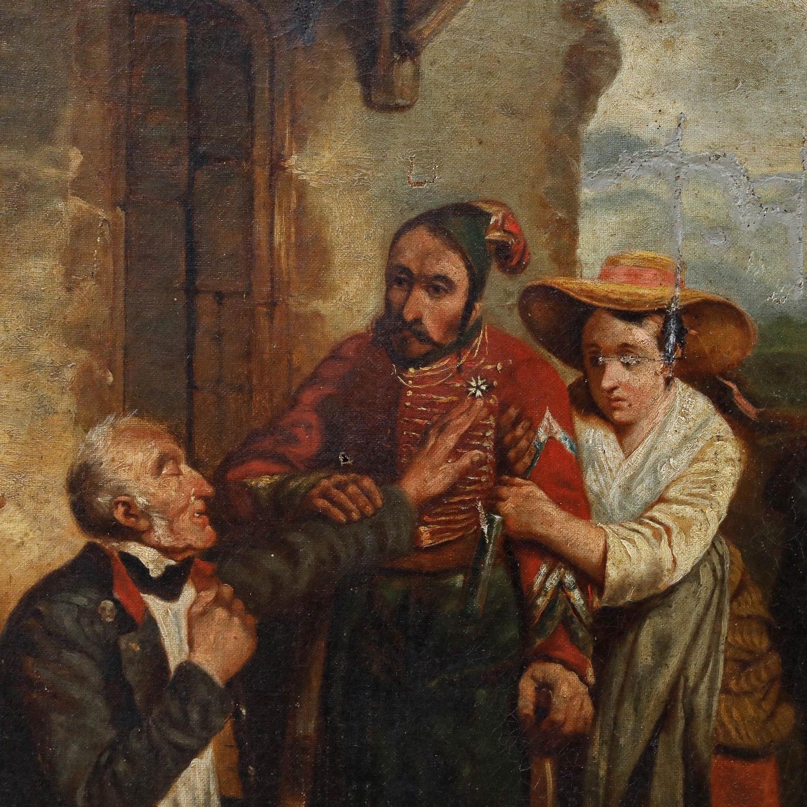 Ulysse Isnard For Restoration 1858 Oil, A Military Meeting photo Art