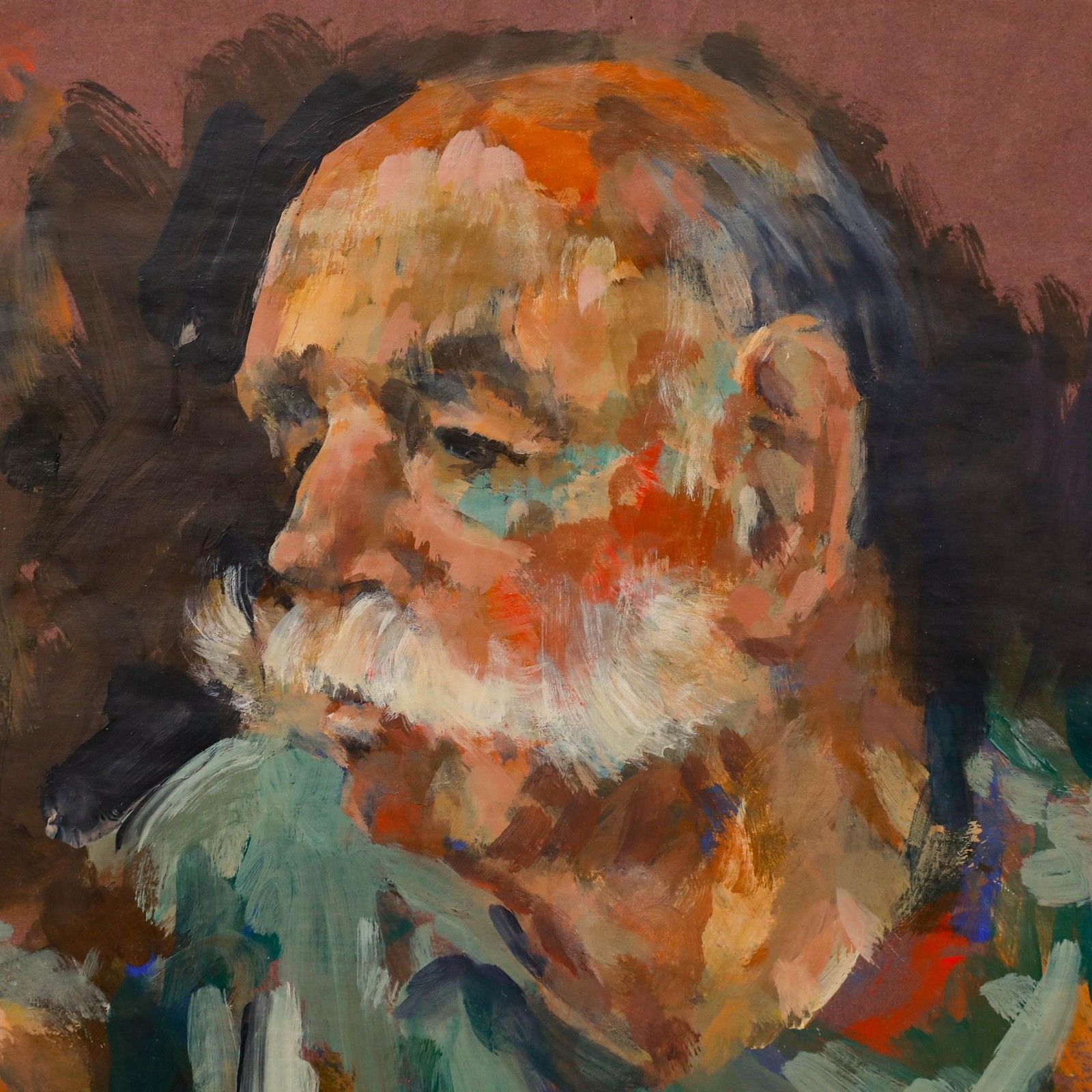 Wendy Trinder (1942 2020) 20th Century Oil, Portrait Of A Man In Green photo Art