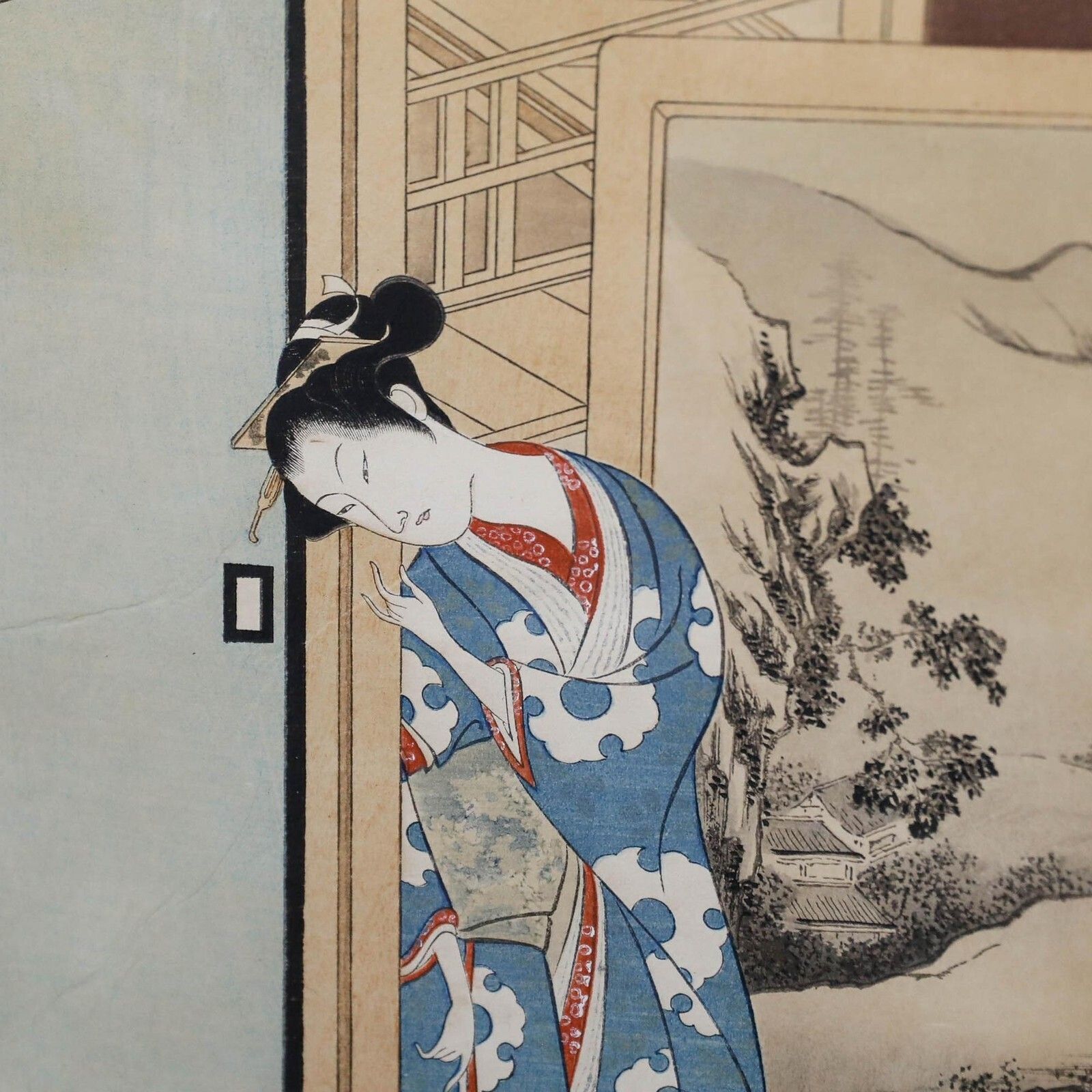 Kokan Shiba (1747 1818) Framed Japanese Woodblock, A Beauty photo Art