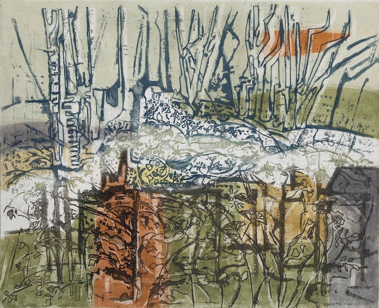 Betty Connal Peebles (1935 1999) 20th Century Collagraph, Haie Vive photo furniture