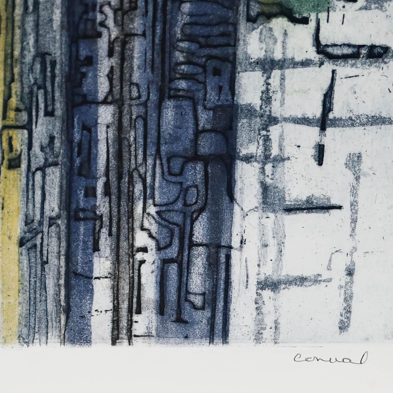 Betty Connal Peebles (1935 1999) 20th Century Collagraph, Chien Et Loup photo 175.0