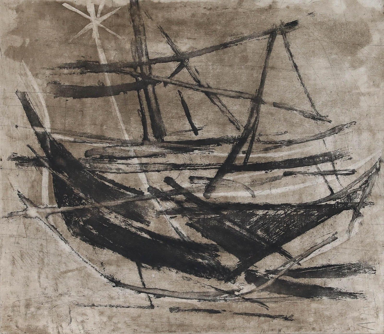 Betty Connal Peebles (1935 1999) 20th Century Collagraph, Baleaux Bruns photo furniture