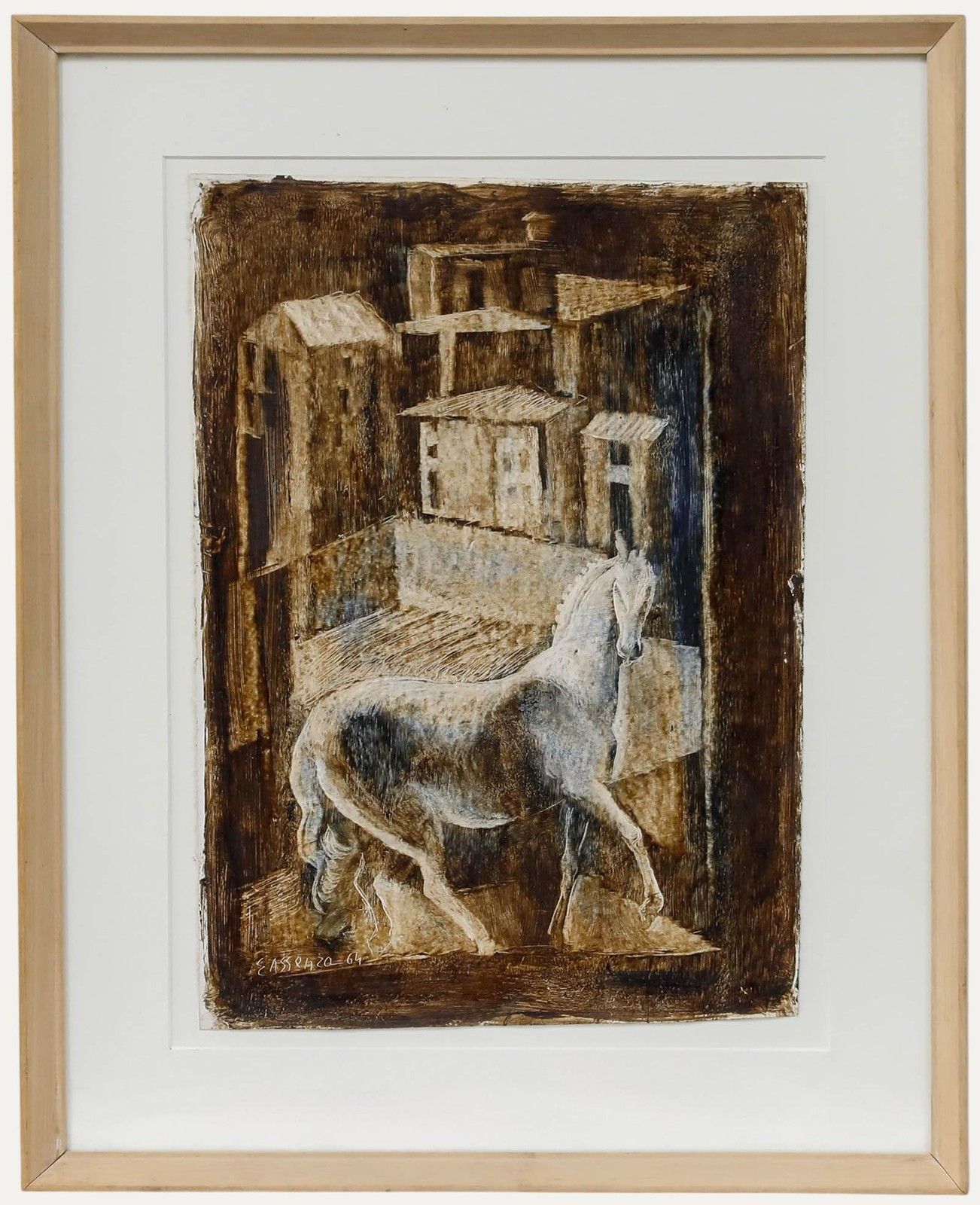 E. Assenza 1964 Acrylic, White Horse