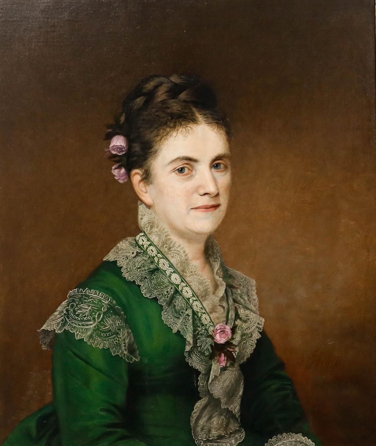 Ellen Stevens Bromley Phillips American School 1873 Oil, The Artist's Wife photo furniture