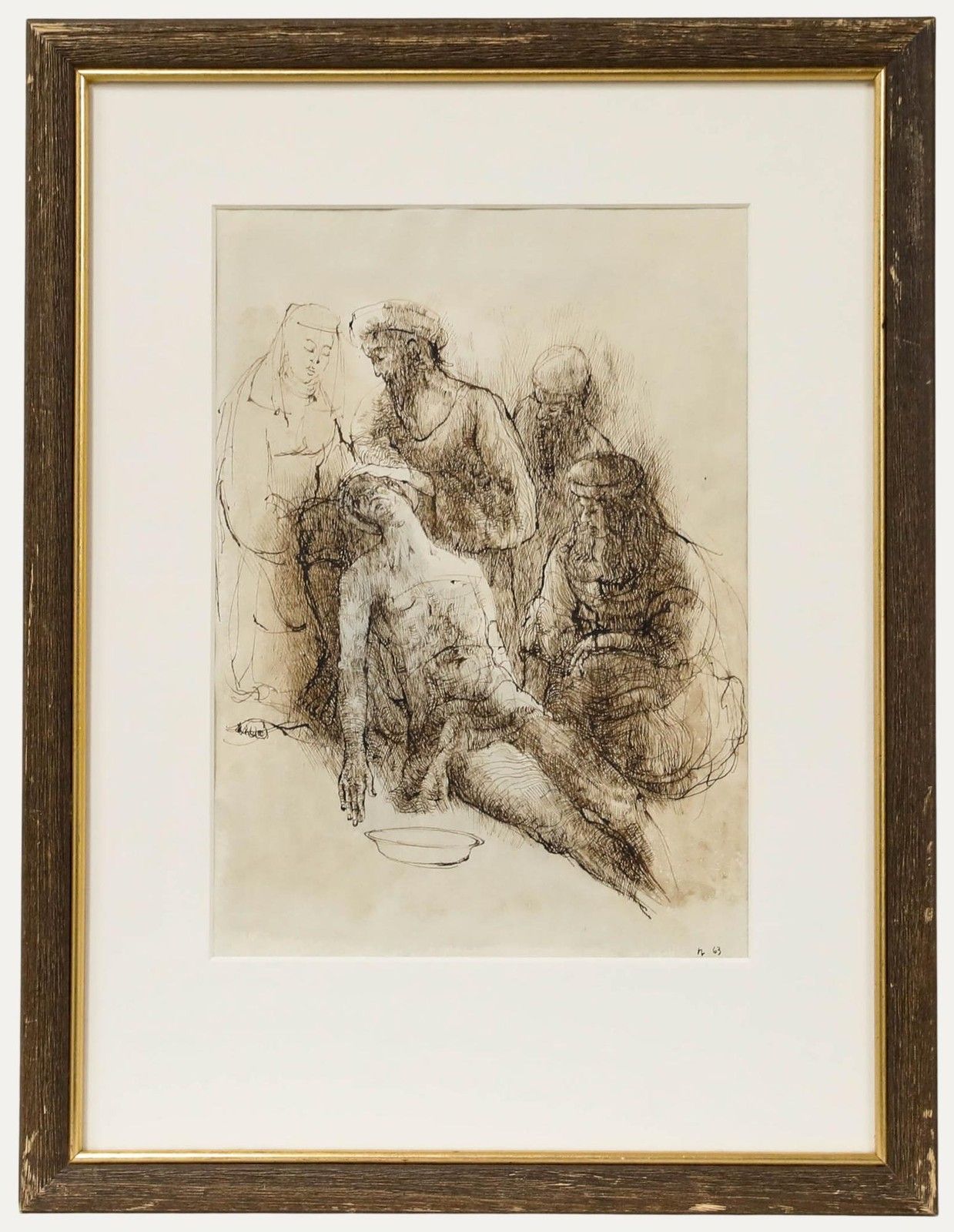 Wolfgang Hackel (1943 2002) Framed Ink Drawing, The Passion Of Jesus