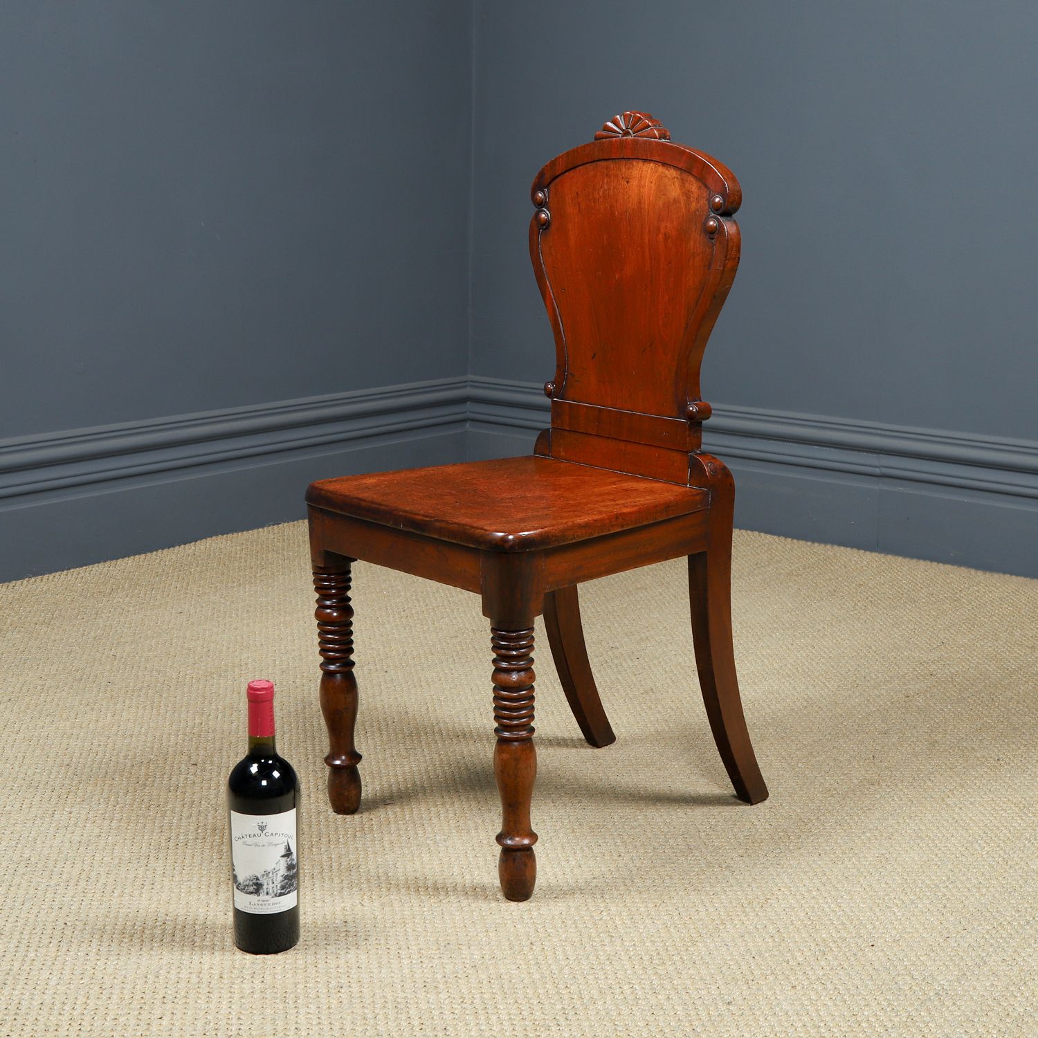 Furniture Antique English Regency Mahogany Hall / Occasional Side Chair (Circa 1830) photo