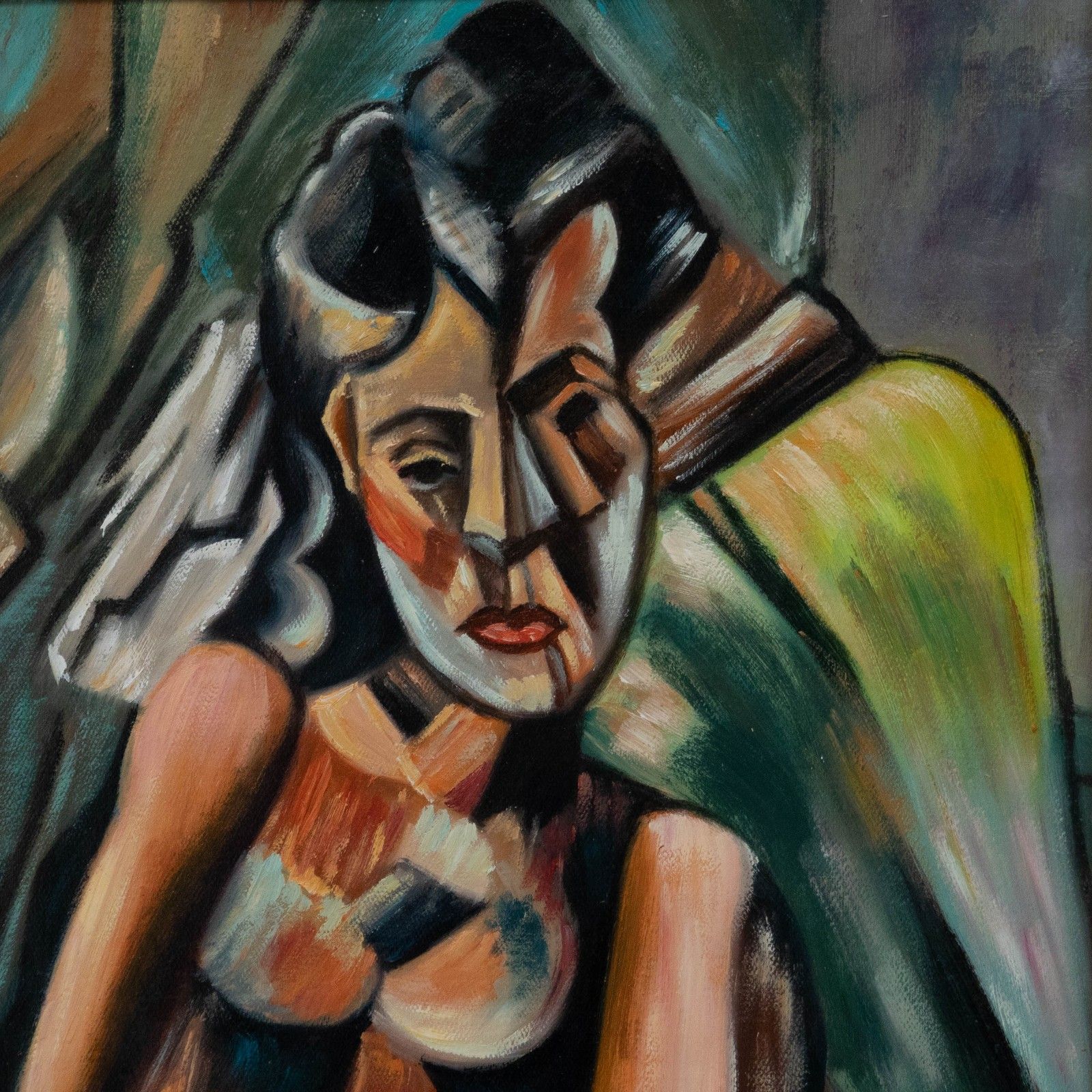 20th Century Oil Cubist Woman photo Art