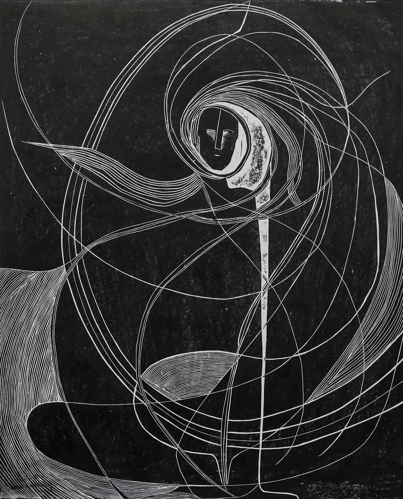 Joseph Muzondo (B.1955) 1993 Woodcut, Spiritual Winds Of Shave photo furniture