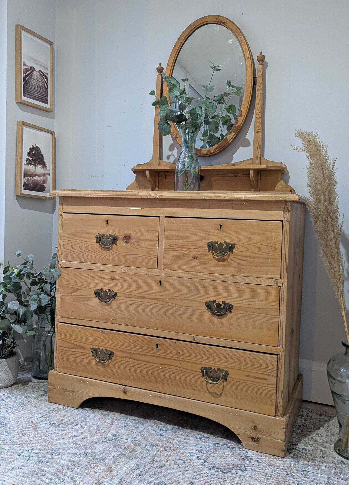 Stunning Pitch Pine Victorian Chest Of Drawers Shows Off It's Age And Use With It's Wonderful Aged Patina, There Are Imperfections As Seen In The Phot photo for sale