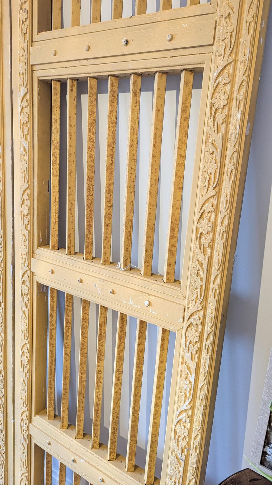 2 X Tall, Rustic, Reclaimed, Yellow Indian Doors With Bars (Sold As A Pair) photo Home Fixtures
